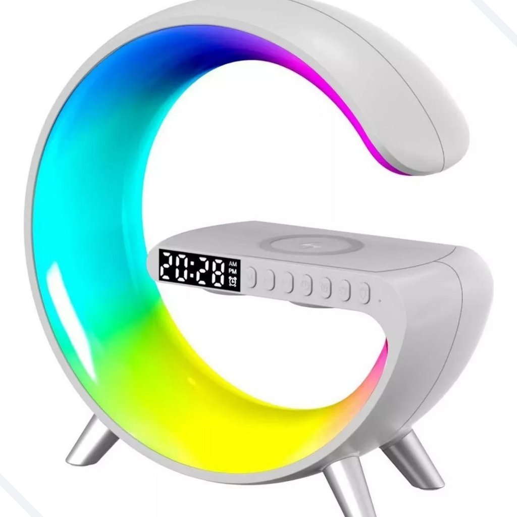 luminaria led mesa Bluetooth Música Áudio carregador sem fio Genérica Branco