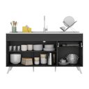 Ver imagem 4 de Balcão Cozinha Gabinete Pia 150 Cm 3 Portas 1 Gaveta Veneza Multimóveis Mp2072.898 Preto/branco