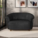 Ver imagem 1 de Sofá Namoradeira Decorativa Latvia 150cm Pés de Madeira Pu Preto Manchado G45 - Gran Belo