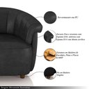 Ver imagem 3 de Sofá Namoradeira Decorativa Latvia 150cm Pés de Madeira Pu Preto Manchado G45 - Gran Belo