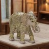 Escultura Elefante Decorativo em Resina Dourado e Marrom 18,5cm - 2