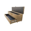 Ver imagem 1 de Recamier Puff Baú Sapateira com Gaveta 1,38cm para Cama Box Padrão - Bege Claro