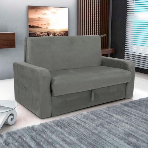 Sofá Cama 2 Lugares Compacto com Baú 145 Larg Daiane Matrix