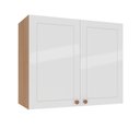Ver imagem 2 de Armário Aéreo 2 Portas 80 cm Pérola Yescasa Branco/Freijó