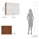 Ver imagem 3 de Armário Aéreo 2 Portas 80 cm Pérola Yescasa Branco/Freijó