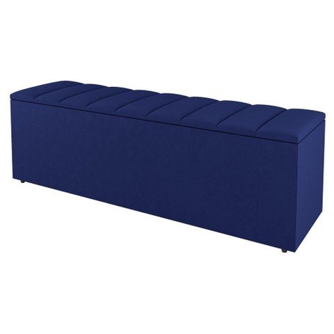 Calçadeira Baú Casal Cora 140Cm Suede Azul - Desk Design
