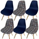 Ver imagem 1 de Kit 6 Capa de Cadeira Charles Eames Eiffel Pé Palito Malha Mista:25 Azul Marinho