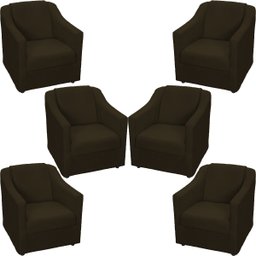 Kit 6 Poltronas Decorativas Para Sala De Espera Recepção Escritório Consultório Suede - 1