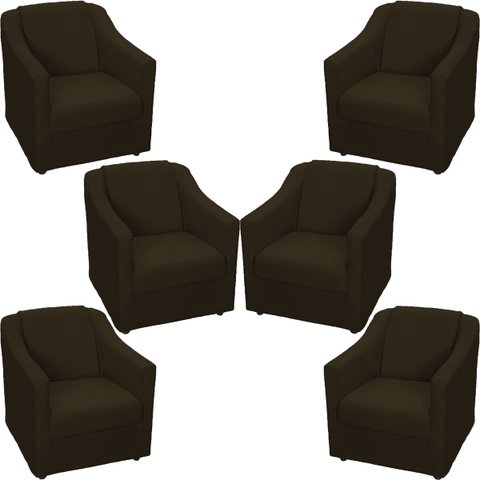 Kit 6 Poltronas Decorativas Para Sala De Espera Recepção Escritório Consultório Suede