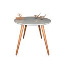 Ver imagem 1 de Mesa Jantar Pés Palitos Tampo Redondo Vidro Laqueado 70cm Off White
