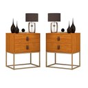 Ver imagem 1 de Kit 2 Mesas de Cabeceira Unic 45 Naturale com Base Dourado