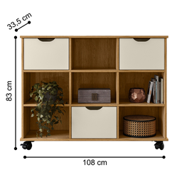 Estante Organizadora com Rodizios Natal Freijó Off White Fosco - 2