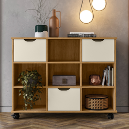 Estante Organizadora com Rodizios Natal Freijó Off White Fosco - 3