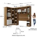 Ver imagem 4 de Quarto Modulado Queen de Canto com Guarda-roupas Maleiro e Cabeceira Paris Master Luciane Móveis
