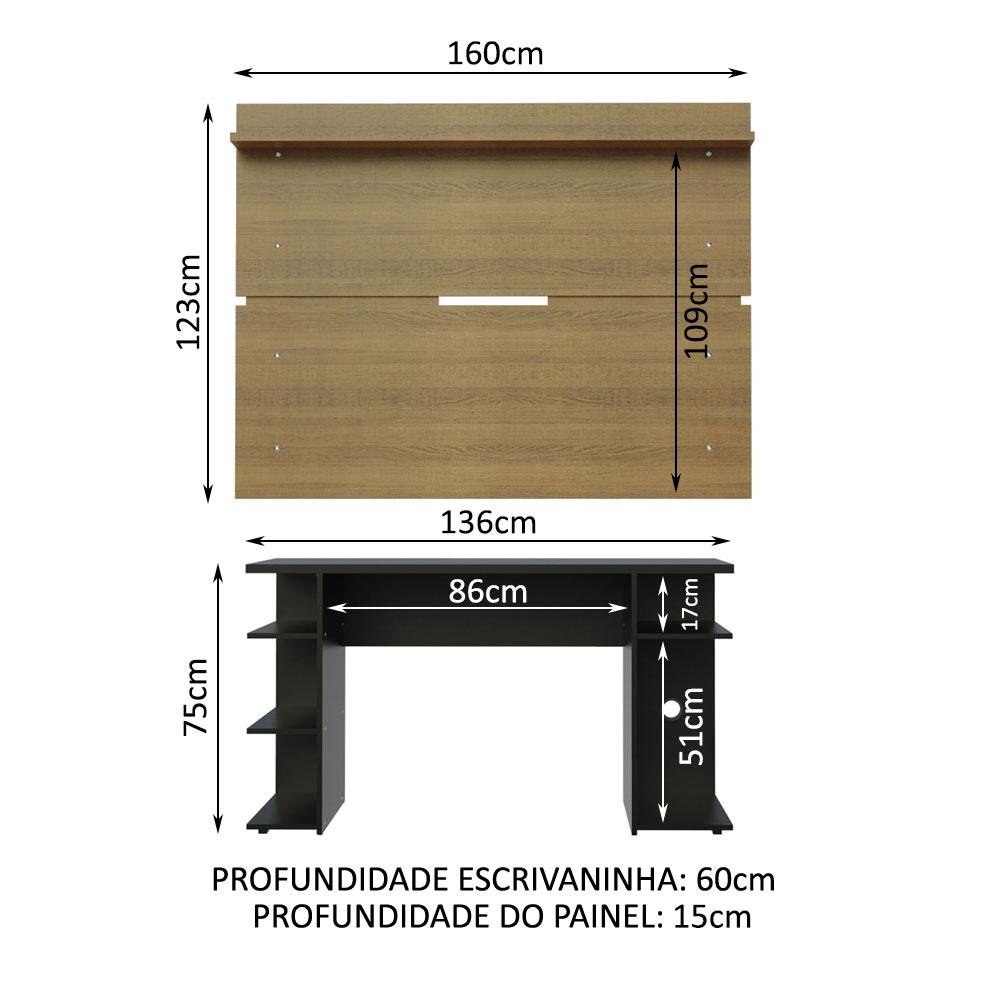 Mesa para Computador Gamer e Painel Tv Madesa - Preto/rustic - 3