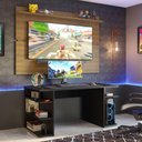 Ver imagem 1 de Mesa para Computador Gamer e Painel Tv Madesa - Preto/rustic