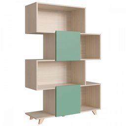 Estante para Livros Aurora 2 Portas 1006 Nature/Verde - Bentec - 1