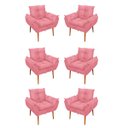 Ver imagem 1 de Kit 6 Poltronas de Luxo Opala Suede - Rosa