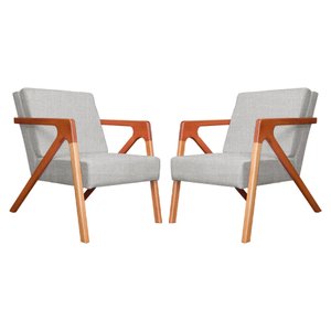 Conjunto 2 Poltronas Decorativa Monalisa Linho Bege Carolina Estofados