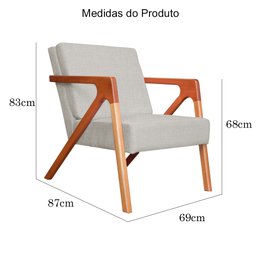 Conjunto 2 Poltronas Decorativa Monalisa Linho Bege Carolina Estofados - 7