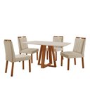 Ver imagem 1 de Conjunto Sala de Jantar Mesa Floripa 140x80cm Off White com 4 Cadeiras Luna Linho Bege