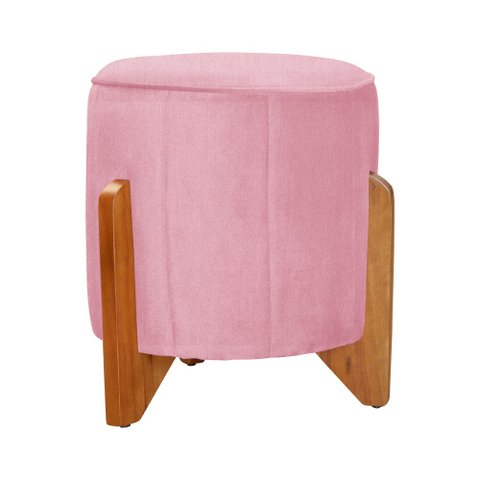 Puff Jade Pés de Madeira Suede: Rosa
