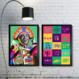 Kit 2 Quadros Decorativos Festa Junina - Arraiá 33x24cm:moldura Preta - 2