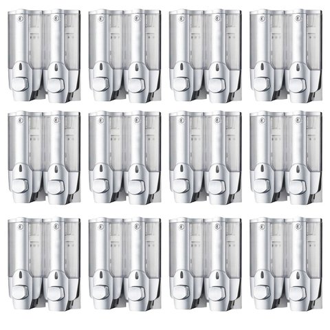 Dispenser Duplo Kit 12 Unidades Alcool Gel Sabonete Liquido Shampoo Banheiro Shopping Hotel Restaura