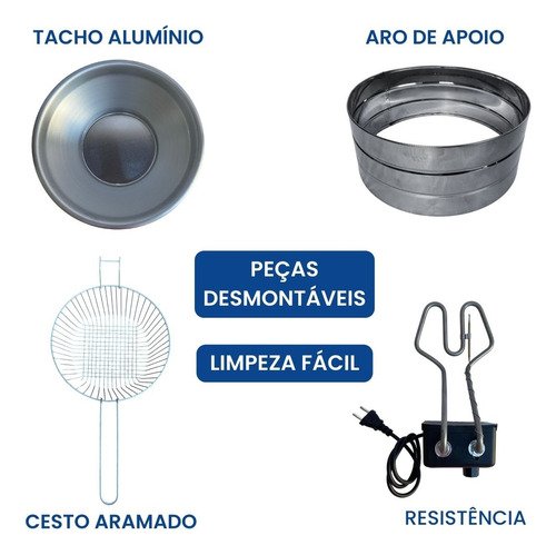 Fritadeira Industrial Elétrica Tacho 5 Litros Redondo Inox Cor Prateado 220v - 5