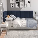 Ver imagem 2 de Cabeceira p/ Cama Box 90x1.90x55 - Riscadinha Infantil - Suede Azul