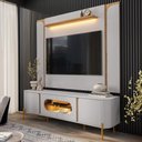 Ver imagem 2 de Painel Maresias e Rack Juquehy Tv 75 Pol 180 Cm Off White Naturalle Bechara
