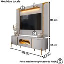 Ver imagem 3 de Painel Maresias e Rack Juquehy Tv 75 Pol 180 Cm Off White Naturalle Bechara