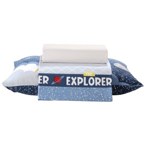 Jogo de Cama Infantil Astronauta The Explorer 100% Algodão 150 Fios 3 Peças Dohler