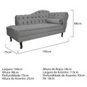 Ver imagem 3 de Kit Diva Recamier Diana 140cm Lado Esquerdo e 02 Poltronas Classic Suede Cinza - ADJ Decor