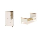 Ver imagem 2 de Quarto Juvenil Funcional Cama Solteiro e Guarda Roupa Ananda Casatema MadeiraOriginals Bege/Off White/Mel
