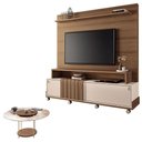 Ver imagem 1 de Estante Home Theater Bold Off White Castanho e Mesa de Centro Sky com Tampo de Vidro Castanho- Hb M