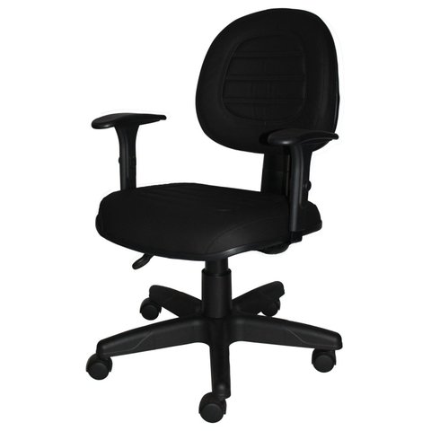 Cadeira Escritório Giratória Diretor Back System Braço Regulável Executiva Metal Preto/Couro