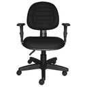 Ver imagem 2 de Cadeira Escritório Giratória Diretor Back System Braço Regulável Executiva Metal Preto/Couro