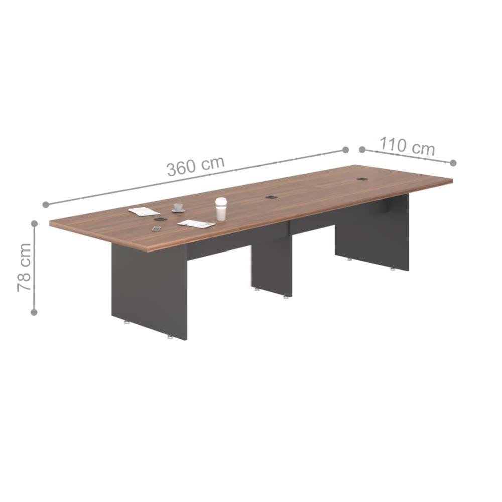 Mesa de Reunião 3,60 Plot - Noce e Preto - 3