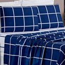 Ver imagem 4 de Jogo de Lençol Minimalista Casal 4 Peças Percal 200 Fios Quadriculado - Azul Marinho - 100% Polié