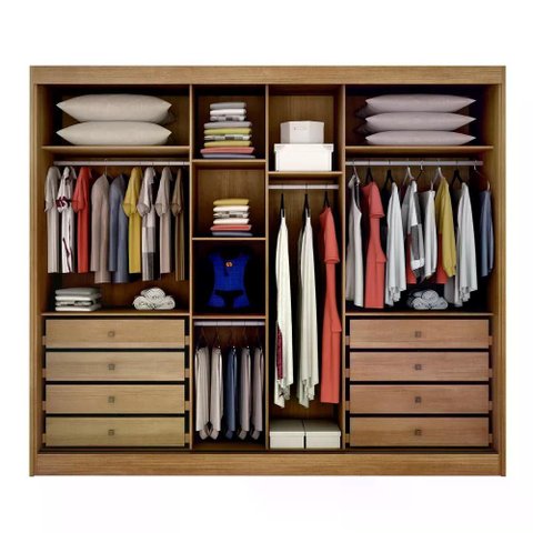 Guarda Roupa Diamond 3 Portas 8 Gavetas Cor:cumaru