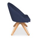 Ver imagem 5 de Kit 04 Poltronas Cadeira Giratória Bela Veludo Azul Marinho Base de Madeira - Pallazio