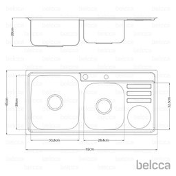 Pia Dupla de Cozinha com Cesta de Lixo e Dispenser de Facas Inox 92x45cm Belcca Pcd201-02 - 3