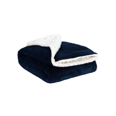 Cobertor com Sherpa - Azul Marinho