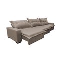 Ver imagem 7 de Sofá Retrátil e Reclinável 3.82m com Molas Ensacadas Cama inBox Prime Tecido Linho Bege Escuro