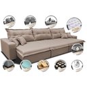 Ver imagem 3 de Sofá Retrátil e Reclinável 3.82m com Molas Ensacadas Cama inBox Prime Tecido Linho Bege Escuro