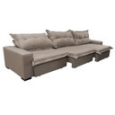 Ver mais imagens de Sofá Retrátil e Reclinável 3.82m com Molas Ensacadas Cama inBox Prime Tecido Linho Bege Escuro