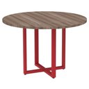 Ver imagem 1 de Mesa de Reunião Redonda P25 Pandin 110 Cm (largura) Tampo Mdp Walnut Pé Aço Tubular Vermelho