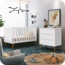 Ver imagem 2 de Quarto de Bebê Berço + Cômoda 3 Gavetas Branco Theo Madeira