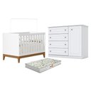 Ver imagem 1 de Berço Americano Flip Branco Acetinado Reller e Cômoda Infantil Americano Brando Hp e Colchão